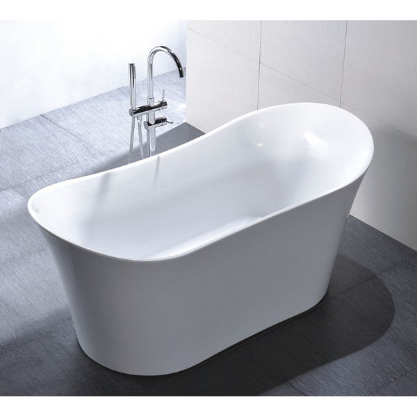 Vanity Art 67-inch Freestanding Acrylic Soaking Bathtub - White
