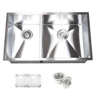 32-inch Double Bowl 40/60 Undermount Zero Radius Kitchen Sink Basket Strainer / Grid Accessories - 32' Double Bowl 40/60 Zero Radius Kitchen Sink