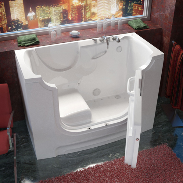 MediTub Wheelchair Accessible 30x60-inch Right Drain White Air Jetted Walk-In Bathtub - 30x60 inch, Air Tub, White, Right