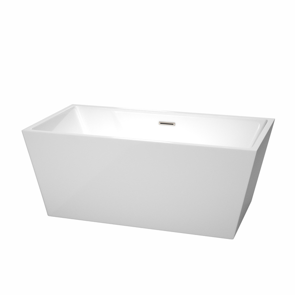 Wyndham Collection Sara 59-inch White Acrylic Soaking Bathtub