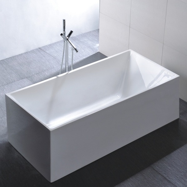 Freestanding 67-inch Rectangular White Acrylic Bathtub - Acrylic Tub