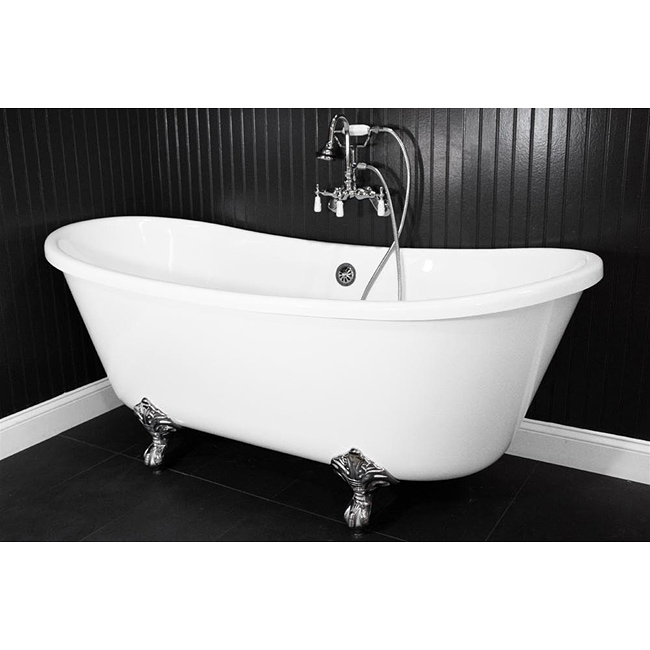 Spa Collection 73-inch Bateau Double-slipper Clawfoot Tub and Faucet Pack - 73' Bateau Clawfoot Tub & Faucet Pack