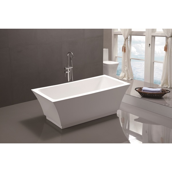 Vanity Art 66.5-inch Freestanding Acrylic Soaking Bathtub - White