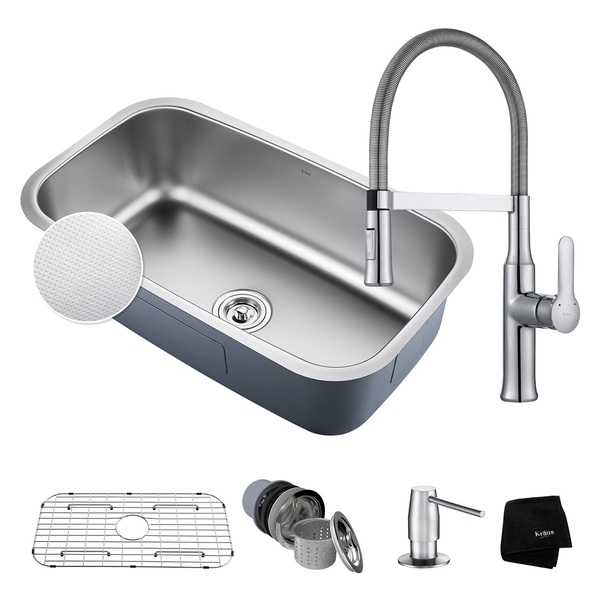 KRAUS 31' Kitchen Sink with Commercial Style Faucet & Soap Dispenser
